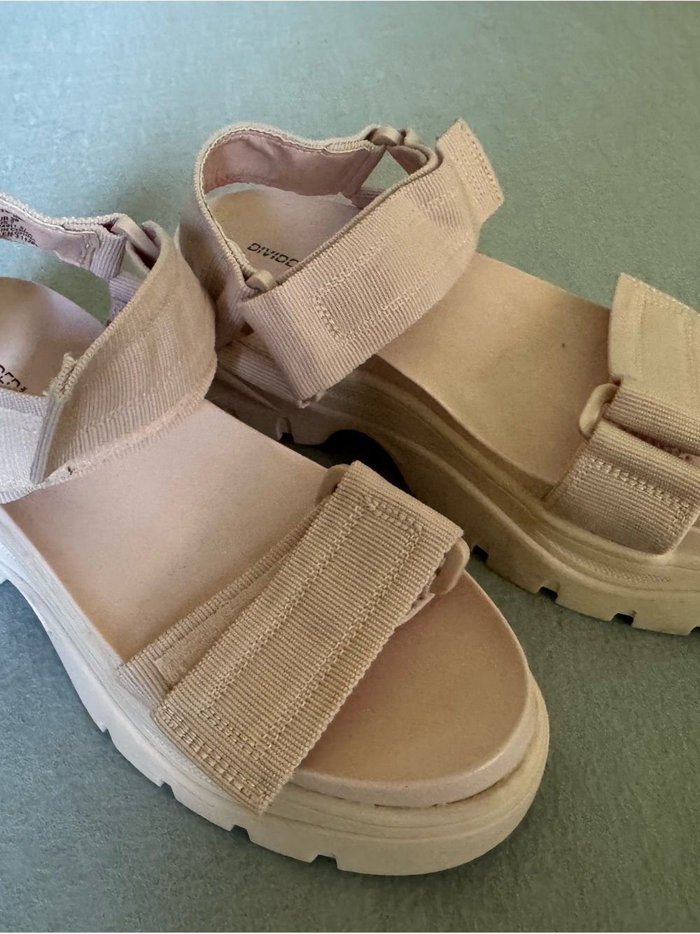 Divided Neutral Tan Platform Sandals - Women